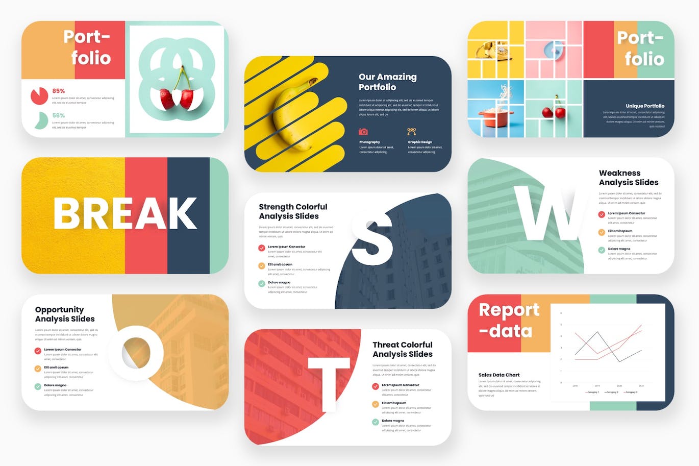 极简主义彩色PPT模板 (PPTX)