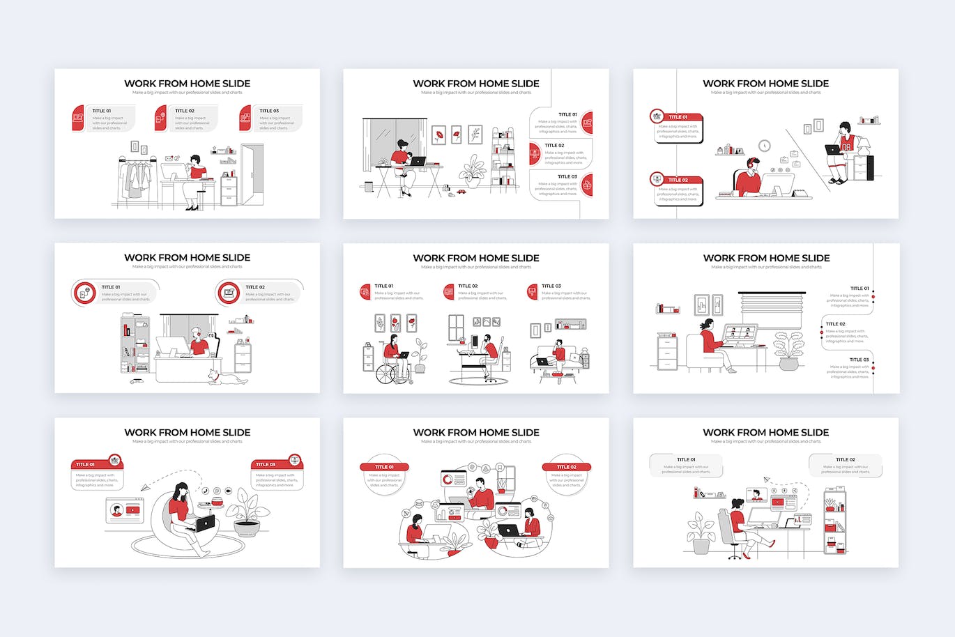 插画风居家办公PPT模版 (PPTX)