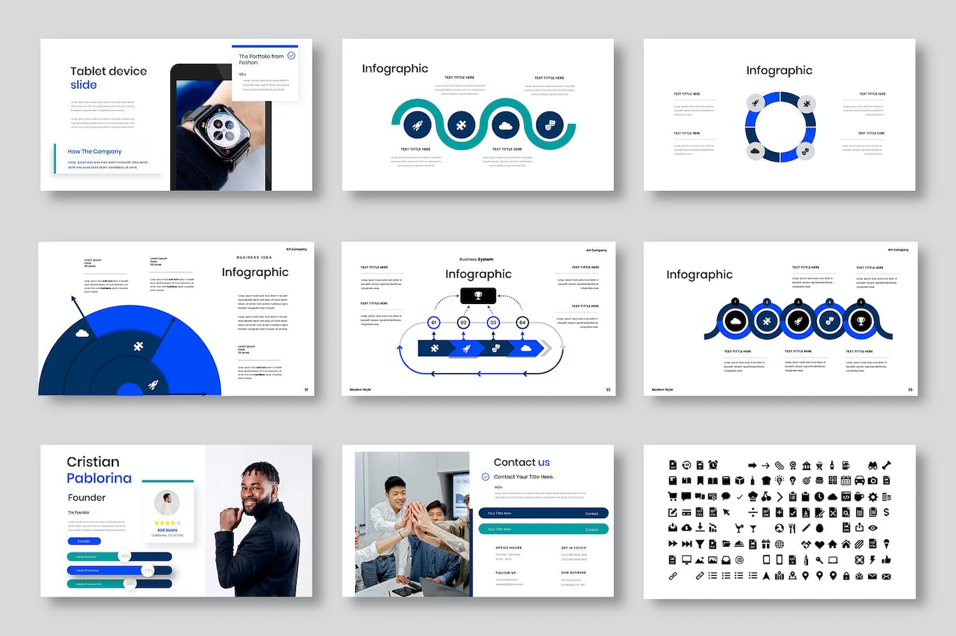 蓝色商业商务质感PPT幻灯片演示模板（pptx）