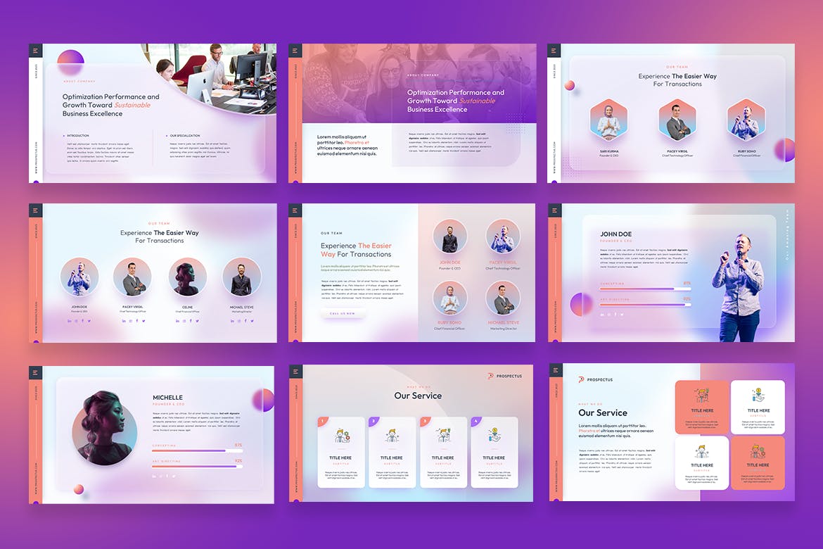 时尚的公司工作汇报PPT模版 (PPTX)