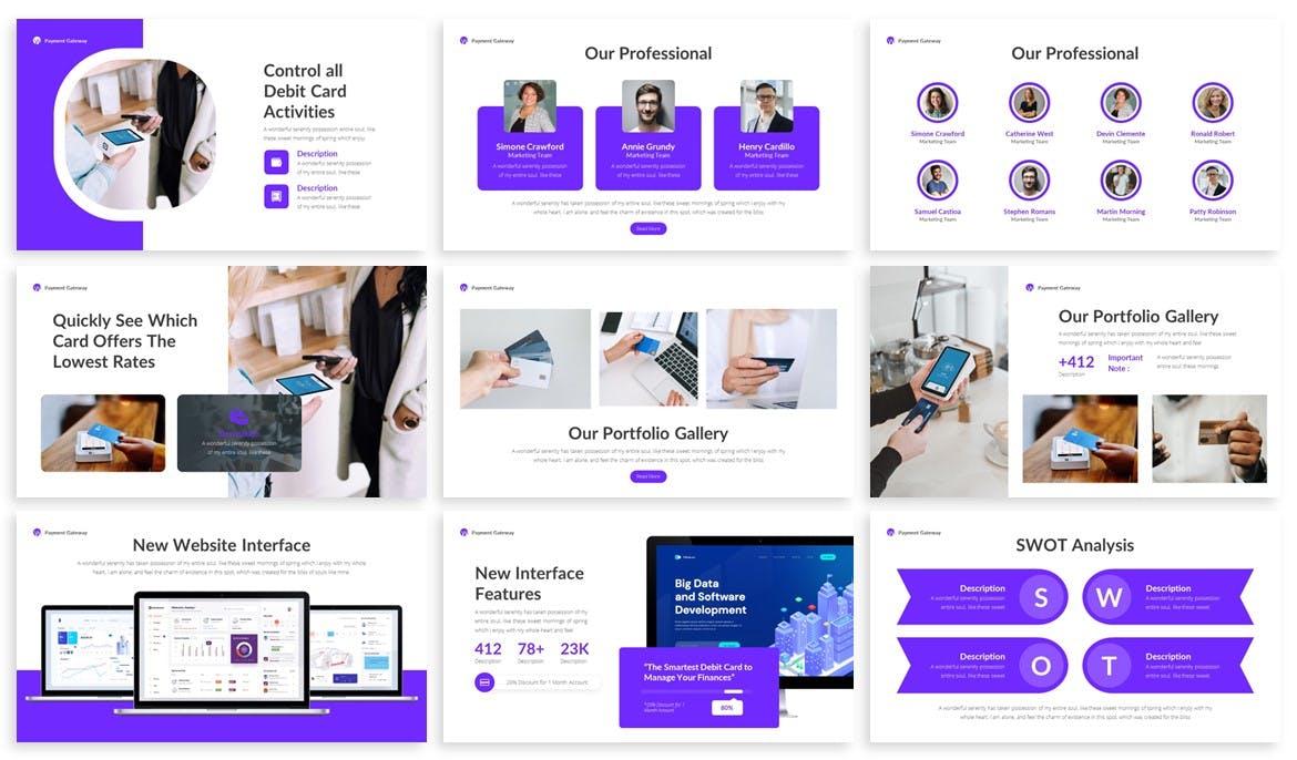 高品质的多用途支付应用APP介绍PPT幻灯片演示模板（pptx）