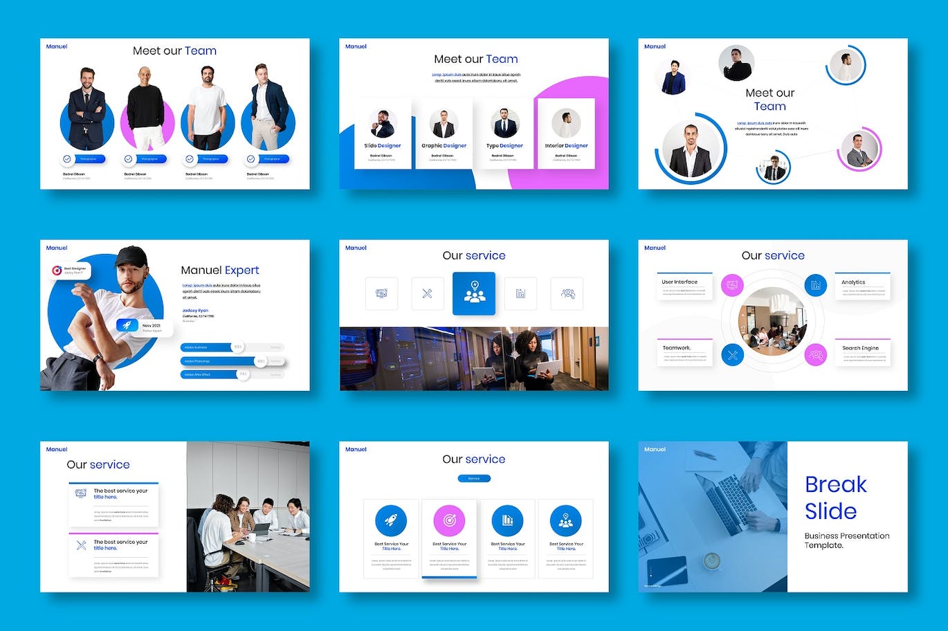 清新时尚简约配色的高品质商业商务PPT幻灯片演示模板（pptx）