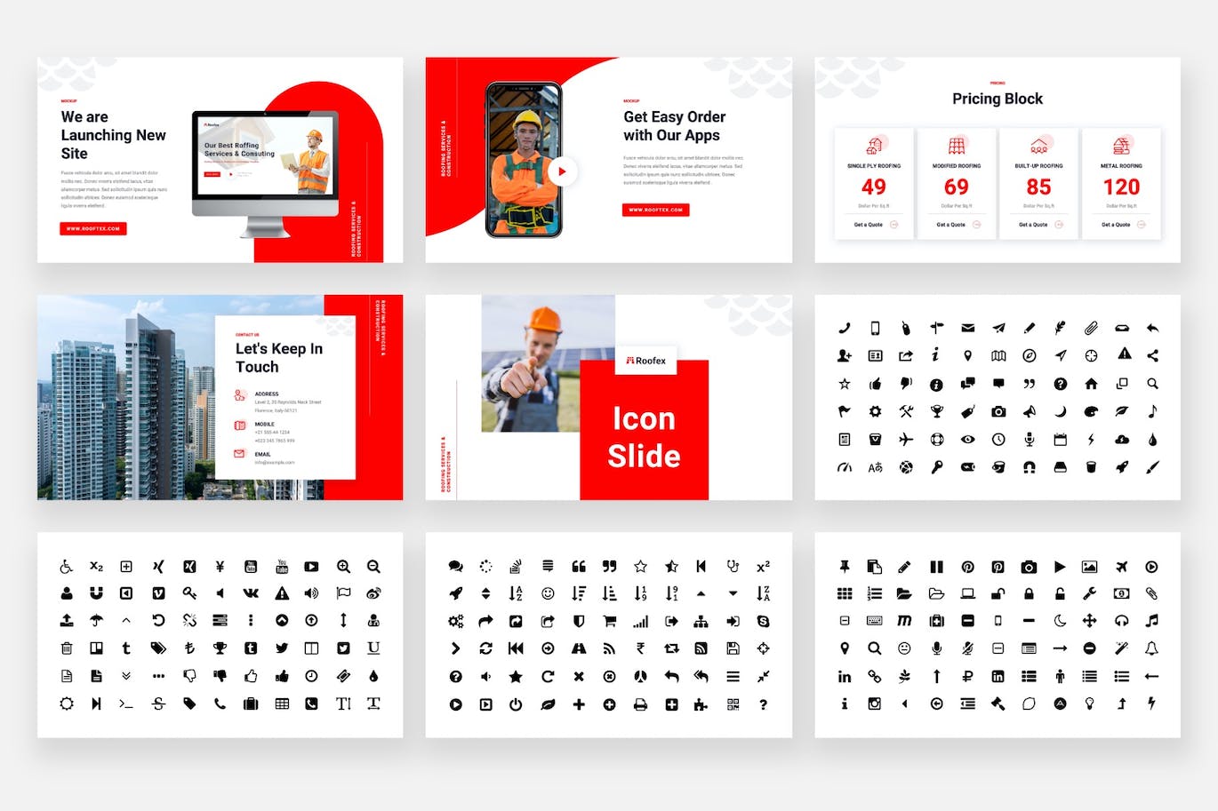屋顶服务和建筑PPT模版 (PPTX)