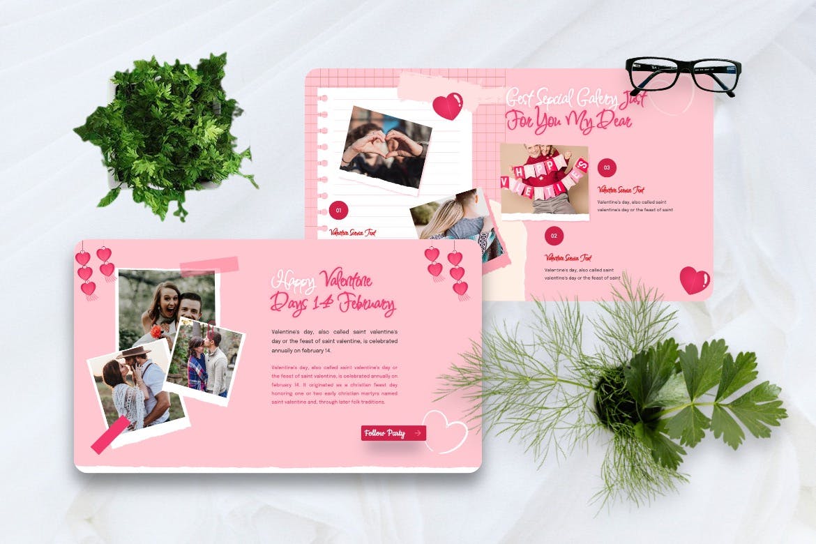 情人节氛围主题PPT模版下载（PPTX）