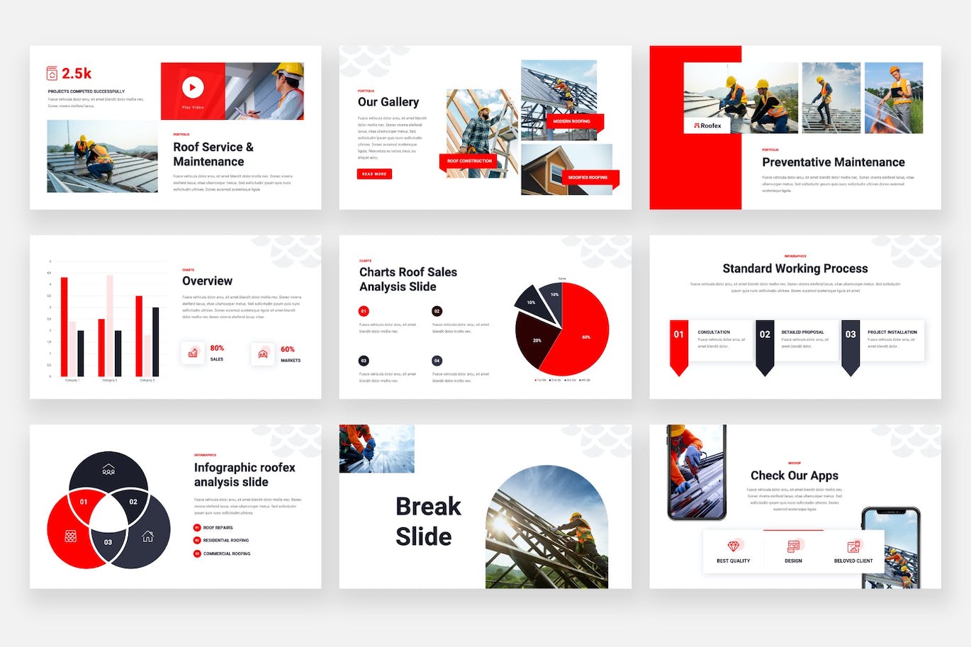 屋顶服务和建筑PPT模版 (PPTX)