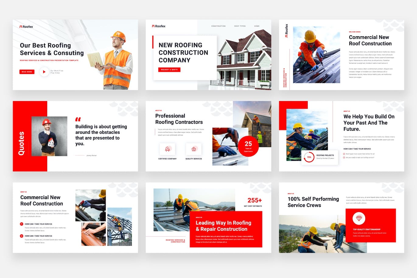 屋顶服务和建筑PPT模版 (PPTX)