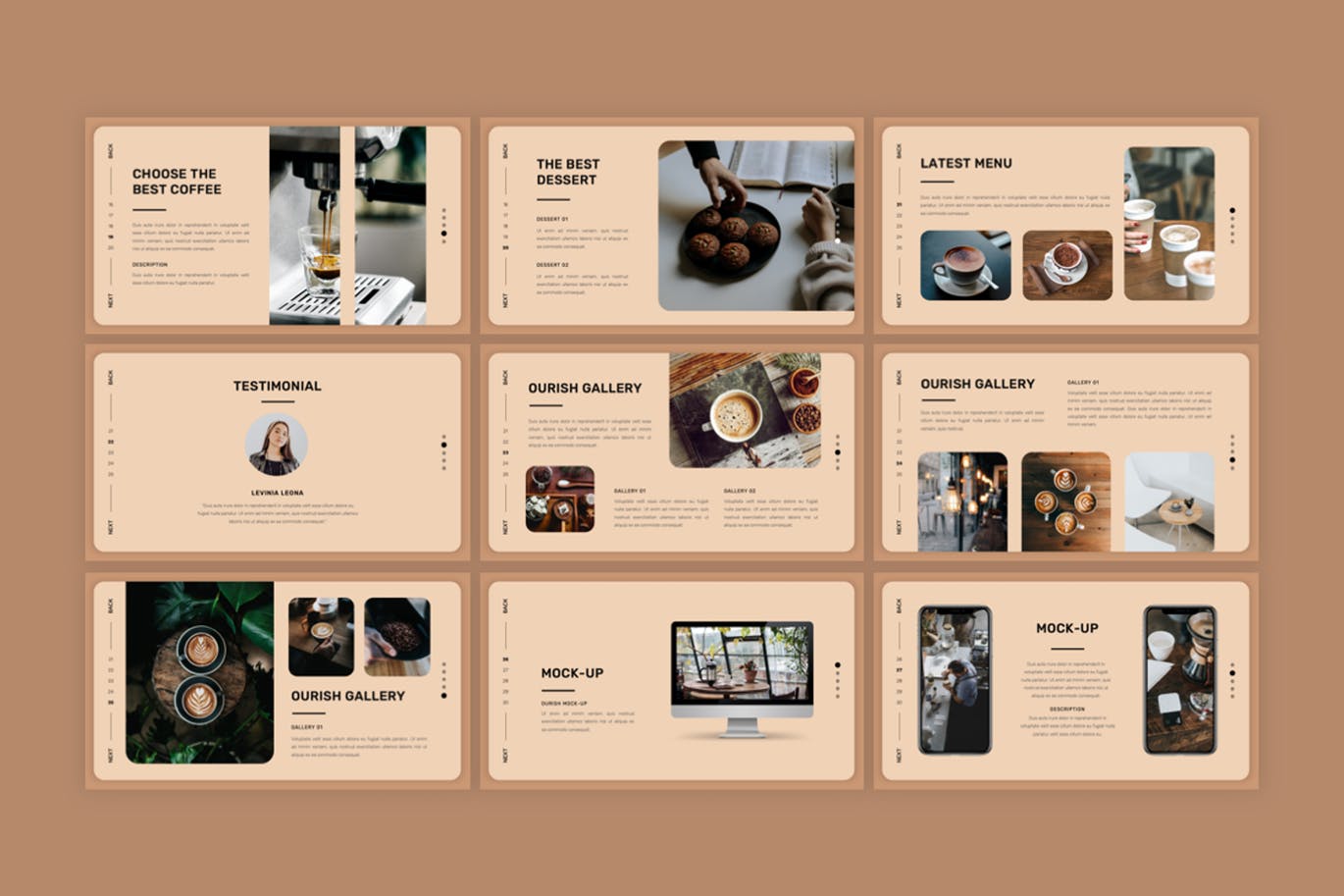 咖啡店展示PPT模版 (PPTX)