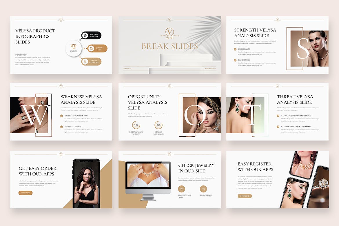 珠宝制造商和商店PPT模版 (PPTX)