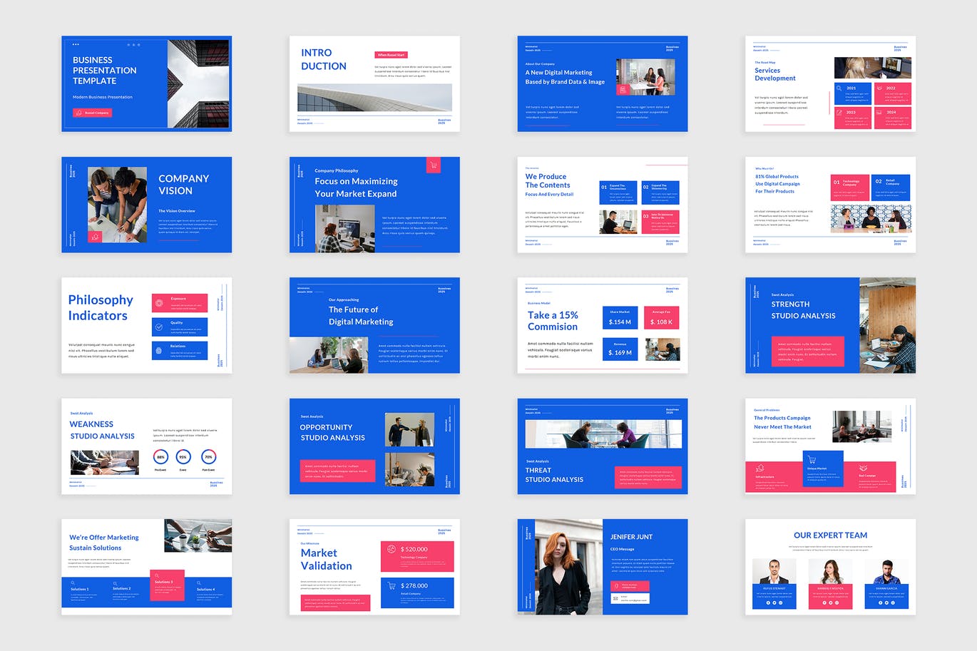 高品质的时尚高端清新简约优雅多用途蓝白配色PPT幻灯片演示模板（pptx）