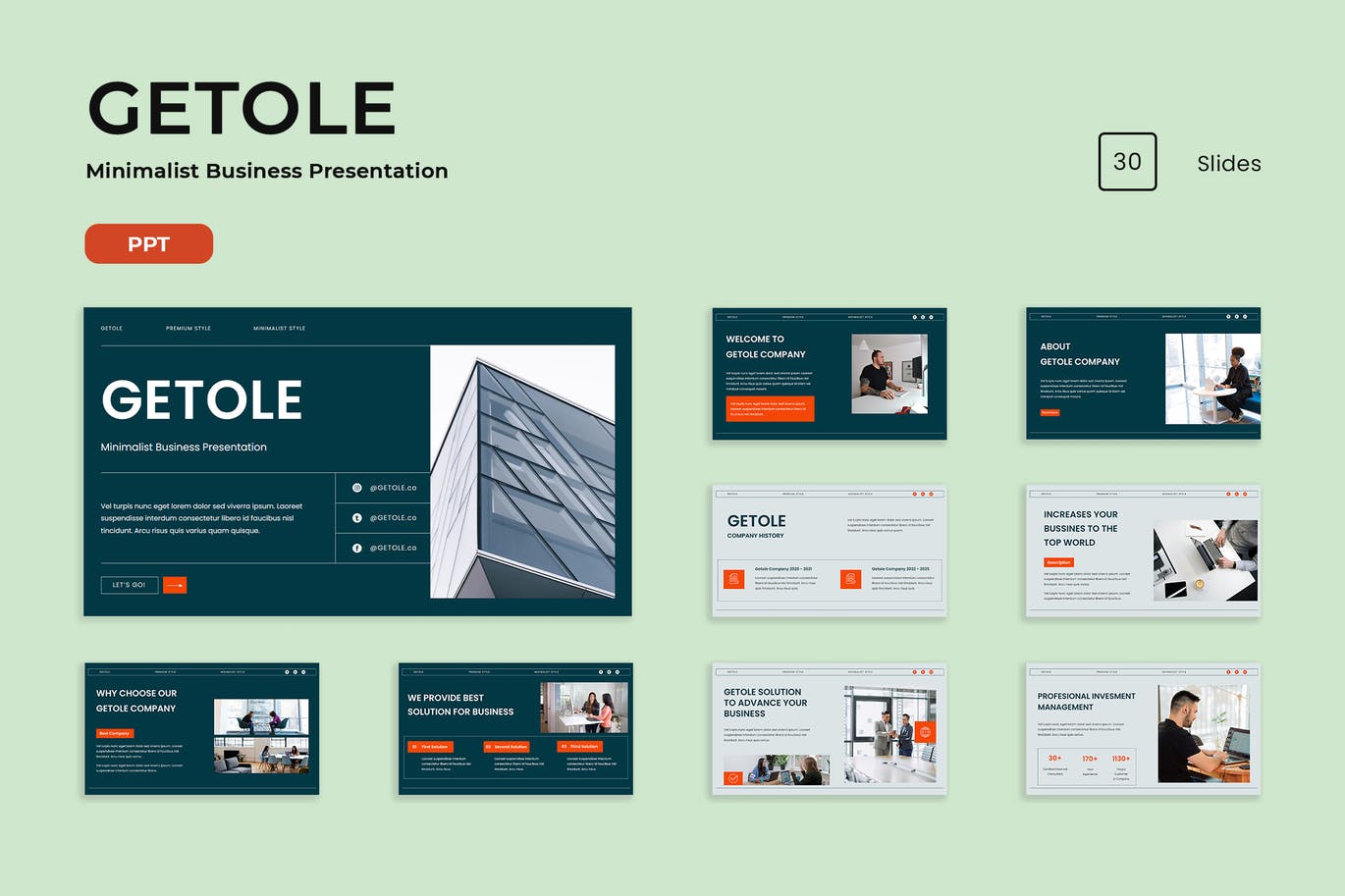 时尚高端清新简约多用途的PPT幻灯片演示模板（pptx）