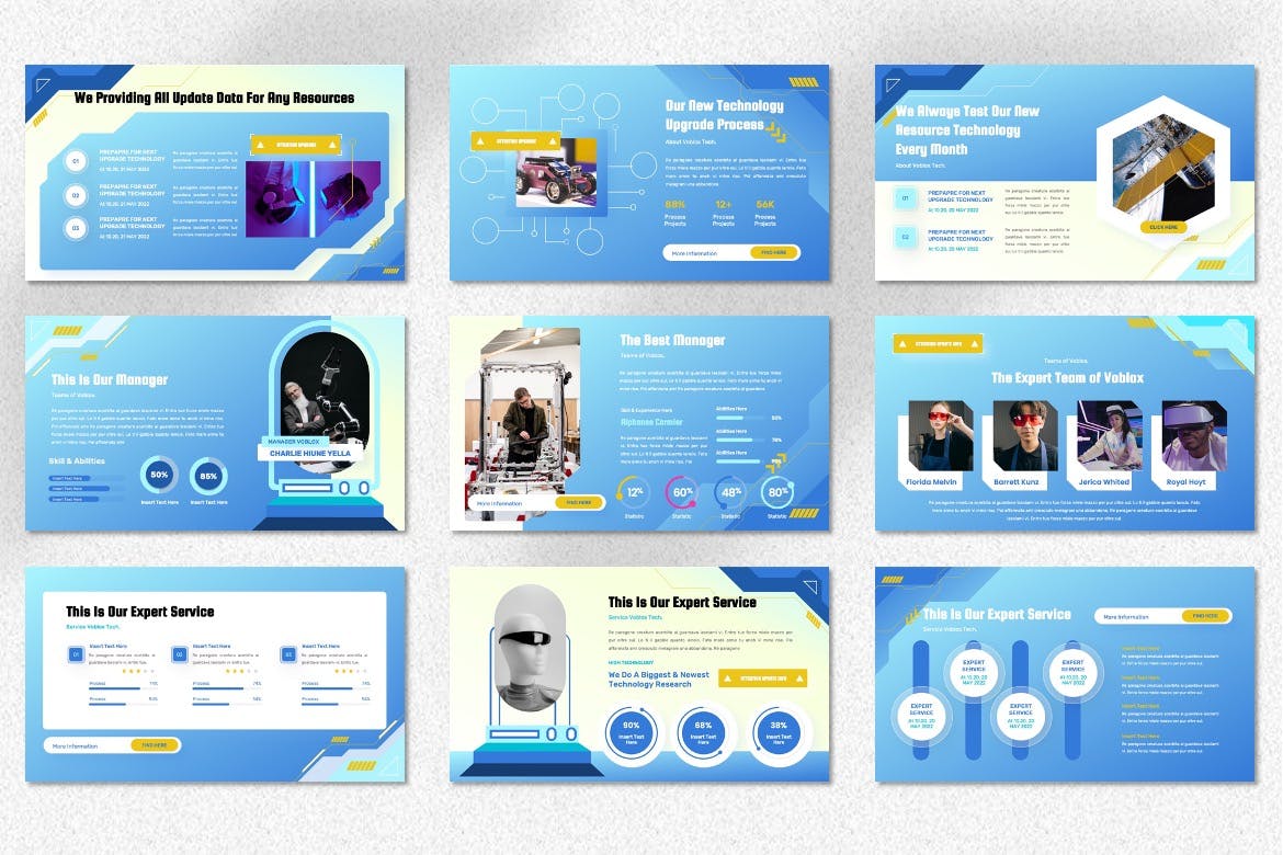 清新蓝色创意科技PPT模板