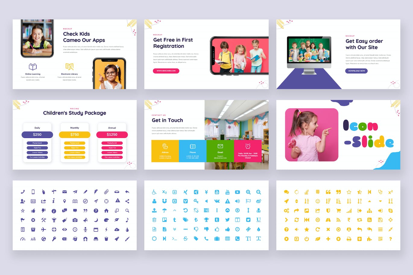 儿童客串-日托和儿童学校PPT模版 (PPTX)