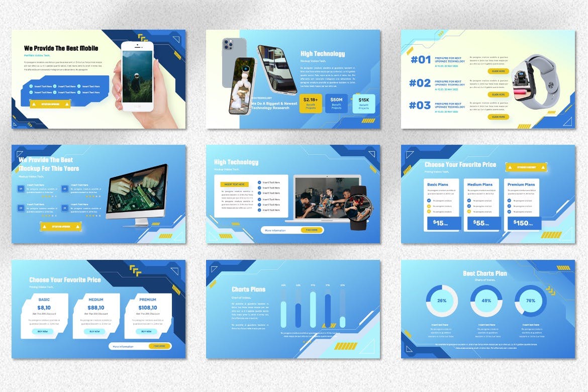 清新蓝色创意科技PPT模板