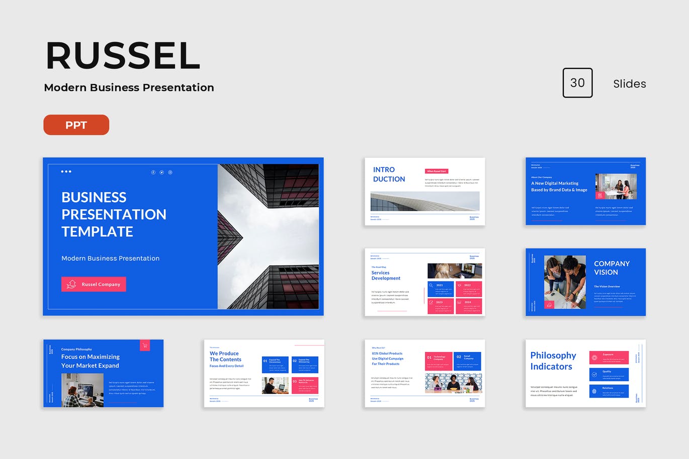 高品质的时尚高端清新简约优雅多用途蓝白配色PPT幻灯片演示模板（pptx）