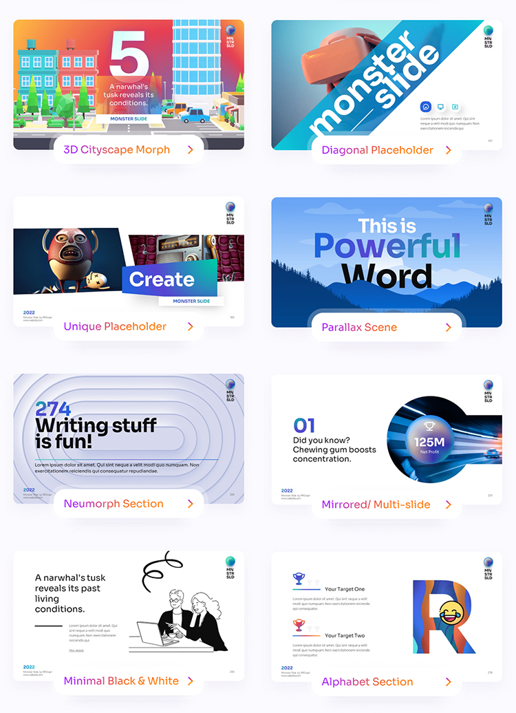 1000+动态高级感图文3d立体场景图形PPT模板[S98]