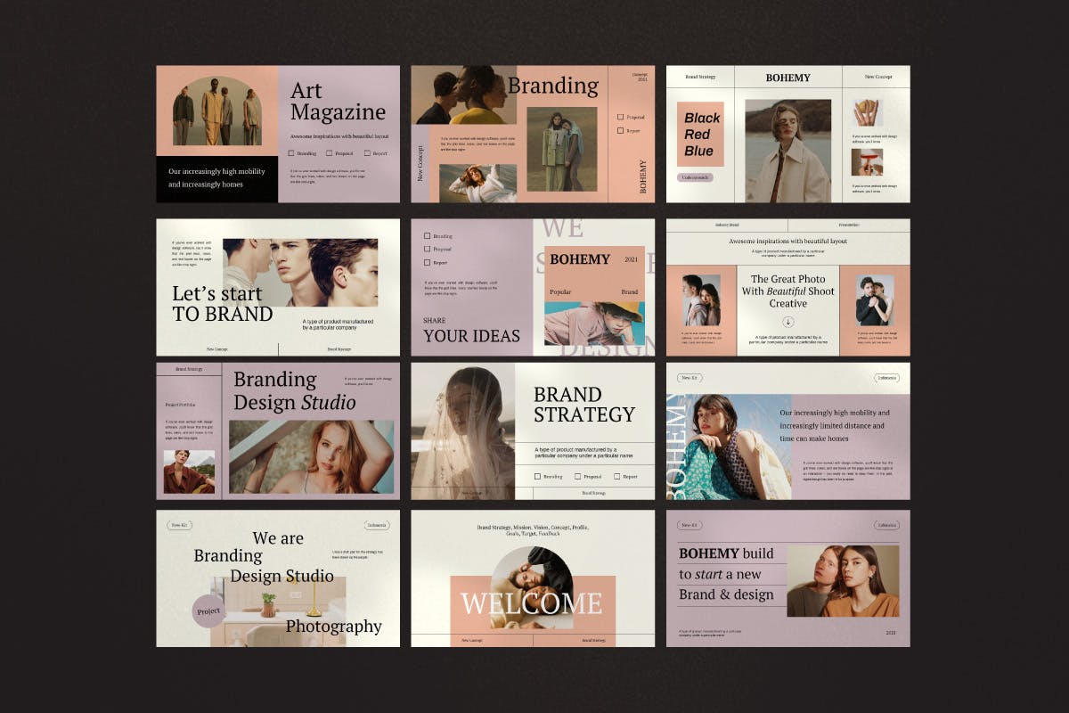 时尚高端复古质感的高品质PPT模板（pptx）