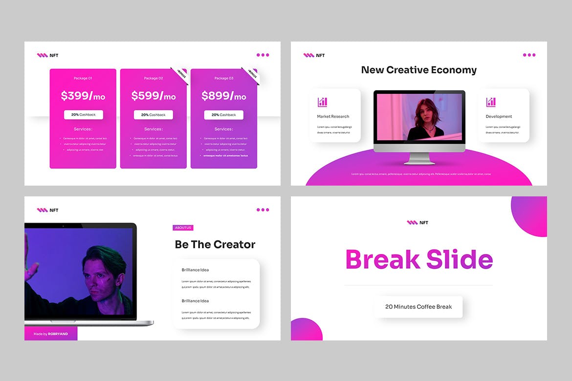 NFT – 精美彩色NET设计PPT演示模板(PPTX)