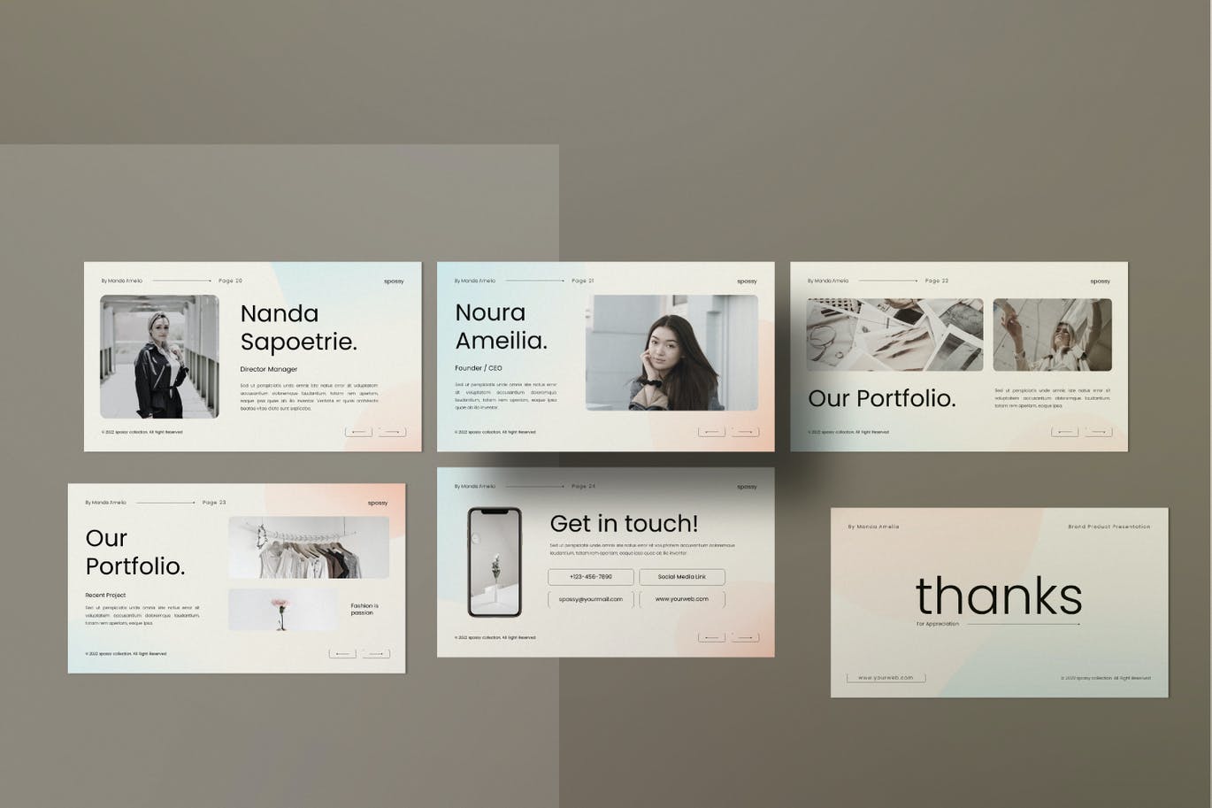 高品质的时尚高端专业的多用途清新品牌设计PPT模板（pptx）