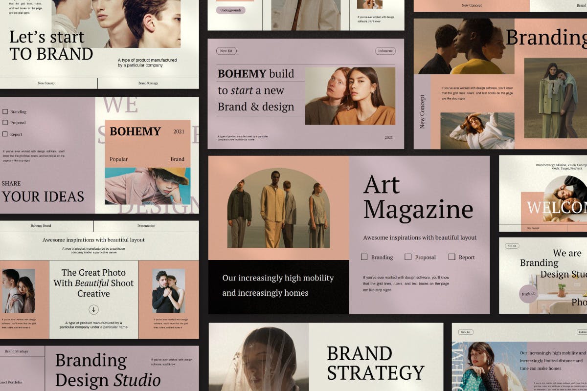 时尚高端复古质感的高品质PPT模板（pptx）