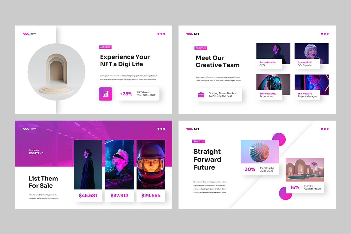 NFT – 精美彩色NET设计PPT演示模板(PPTX)