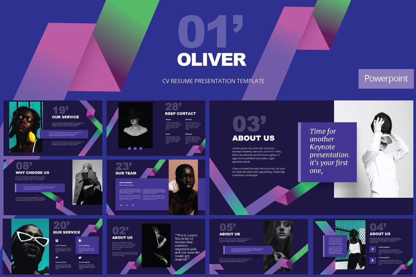 现代独特简历PPT设计模板 (PPTX)