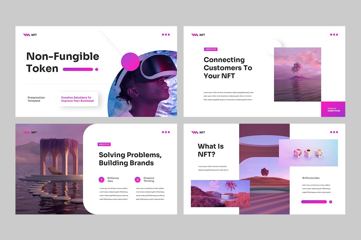 NFT – 精美彩色NET设计PPT演示模板(PPTX)