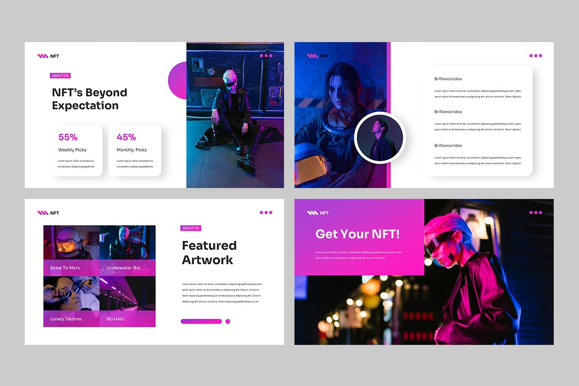 NFT – 精美彩色NET设计PPT演示模板(PPTX)