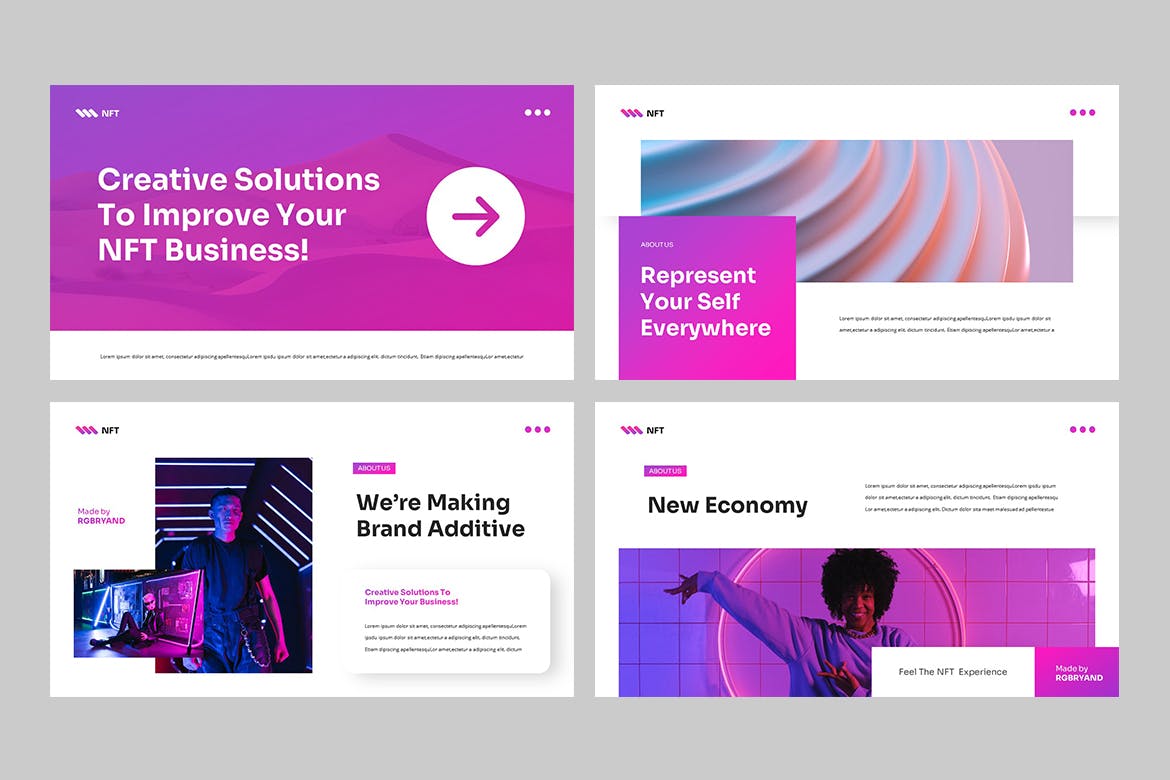 NFT – 精美彩色NET设计PPT演示模板(PPTX)