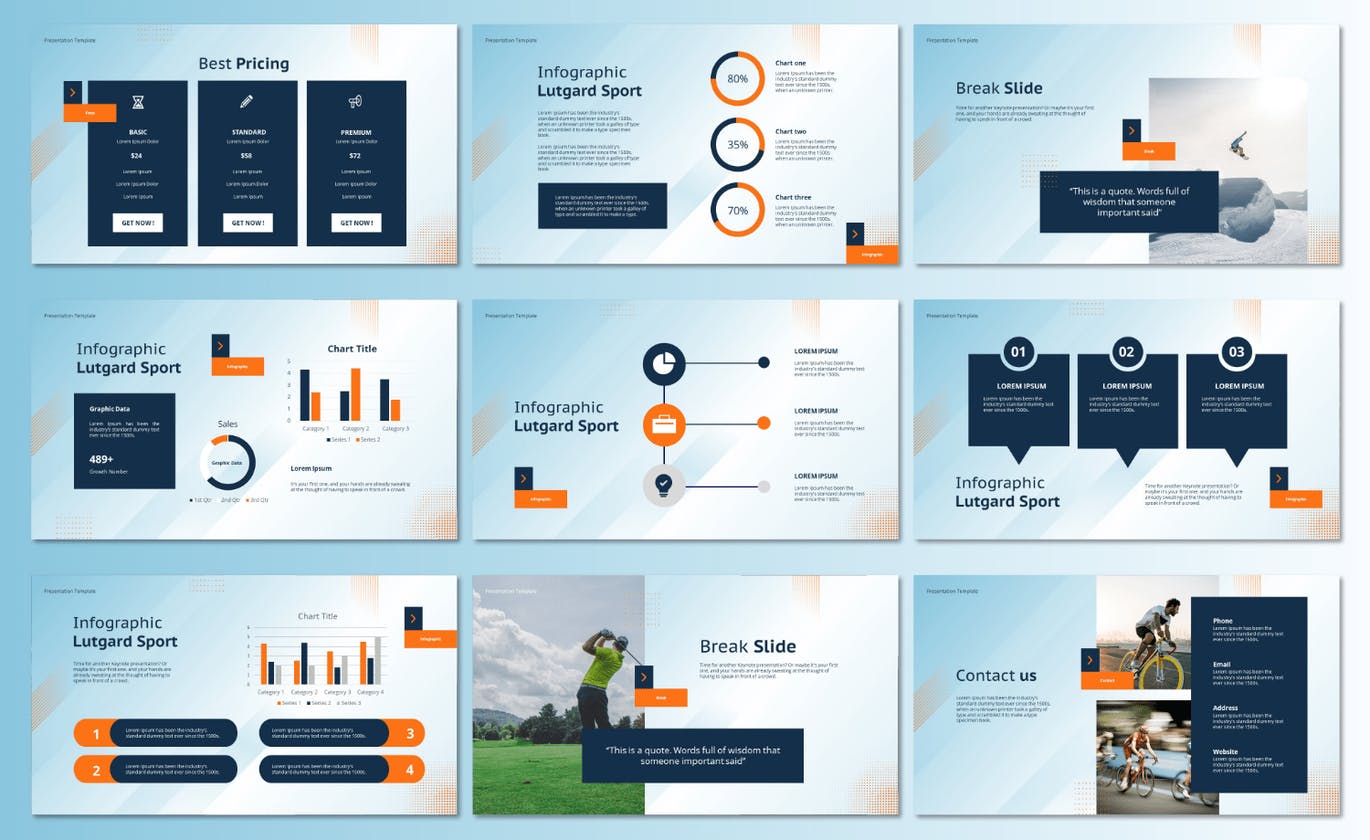 高品质的清新时尚体育运动PPT模板（pptx）