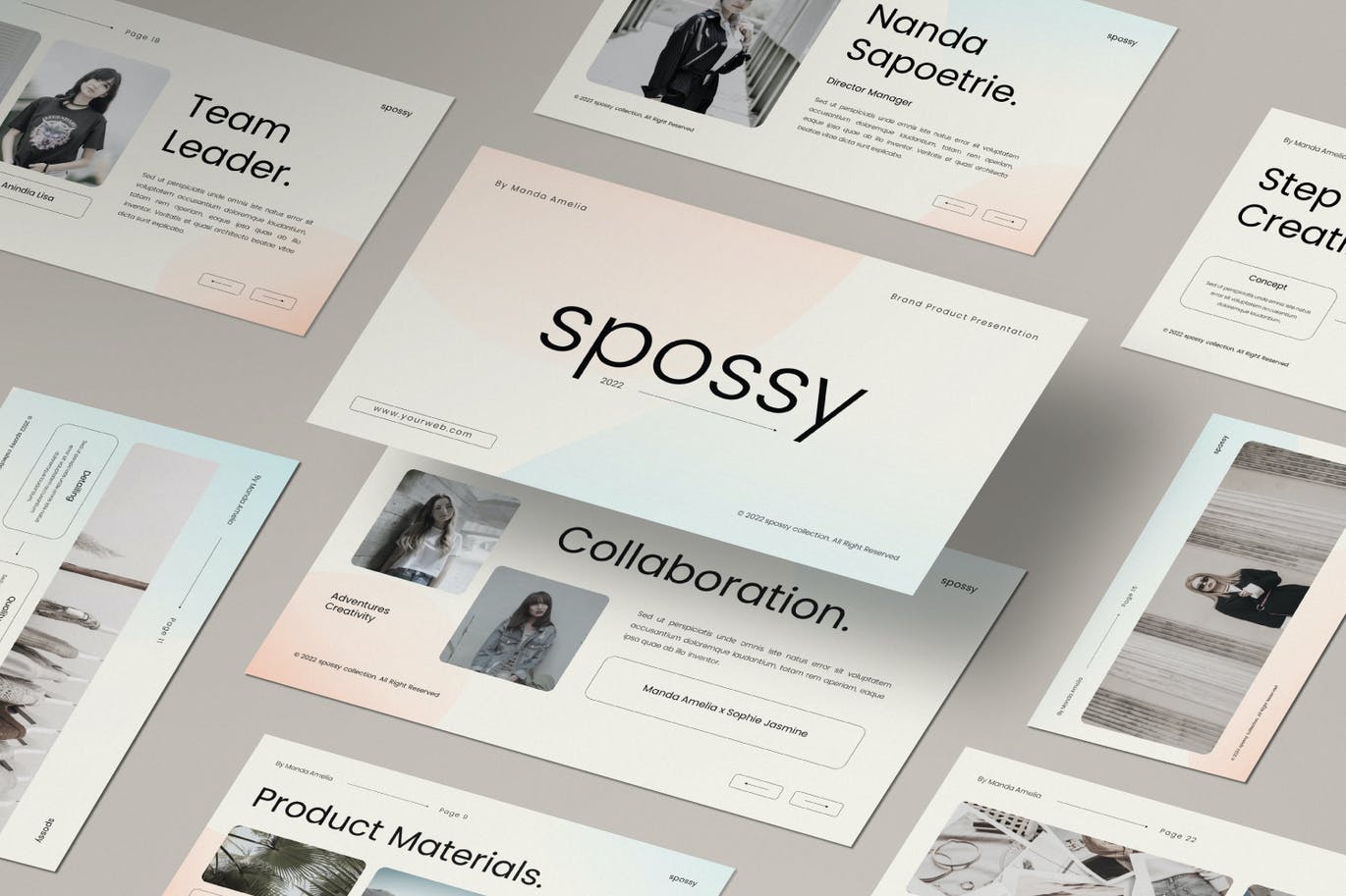 高品质的时尚高端专业的多用途清新品牌设计PPT模板（pptx）