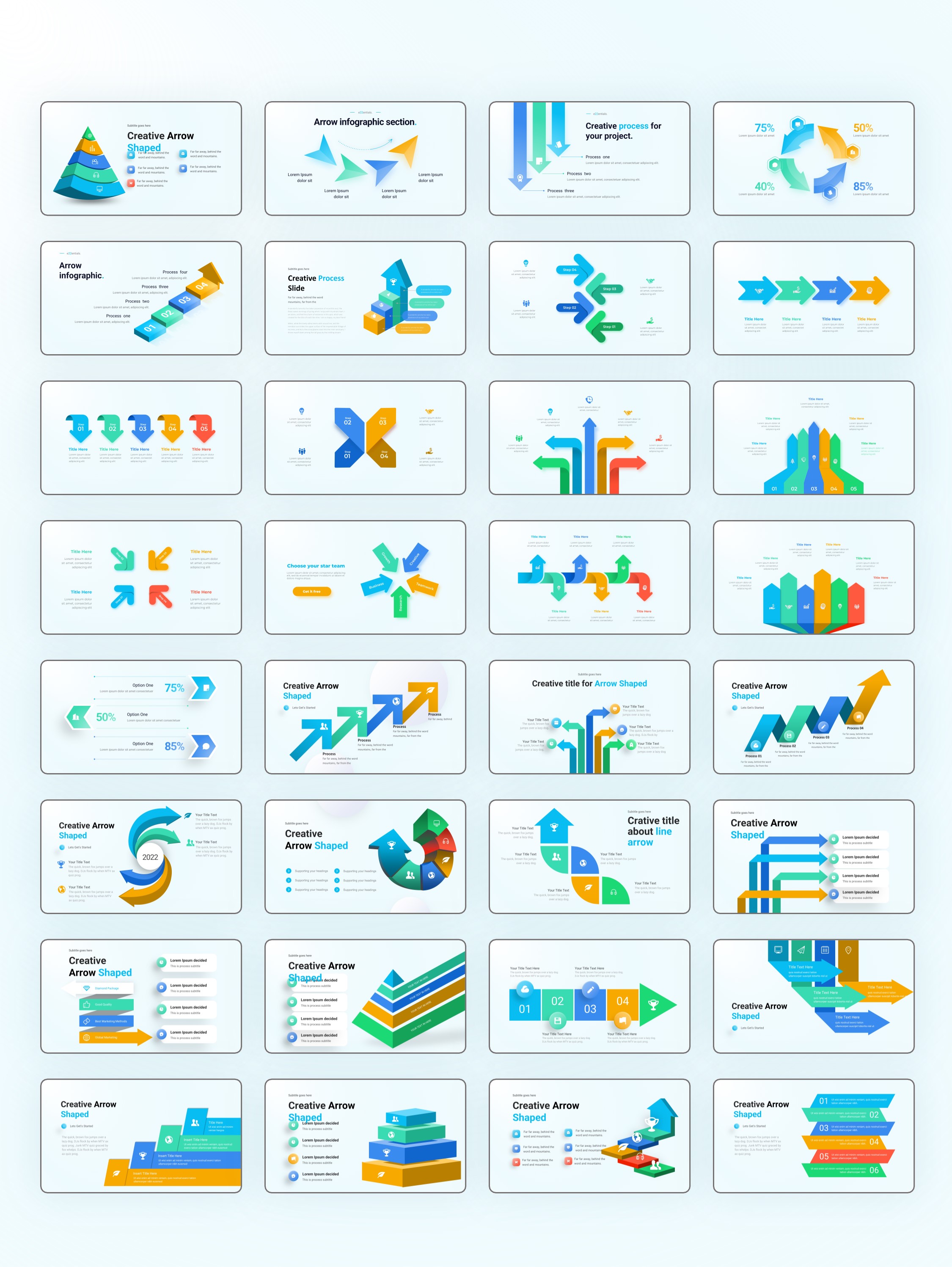 130页箭头图形信息图示PPT模板版式[2303001]