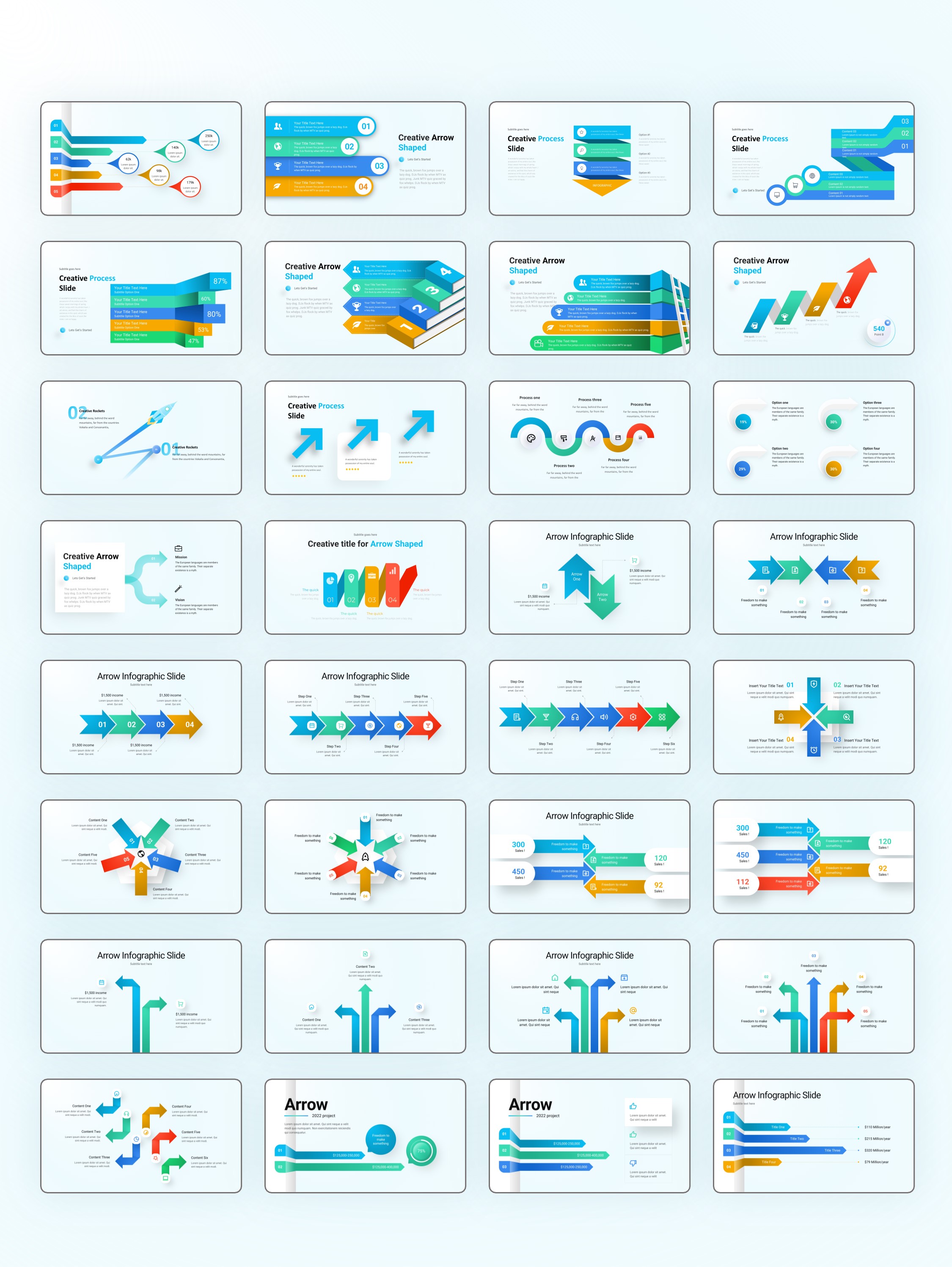 130页箭头图形信息图示PPT模板版式[2303001]
