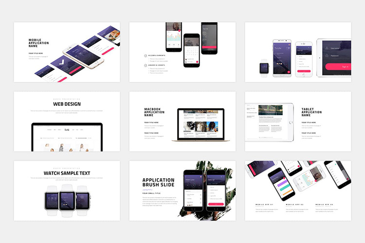 企业宣传ppt模板精选笔刷图形作品集展示旅游摄影团队介绍ppt素材