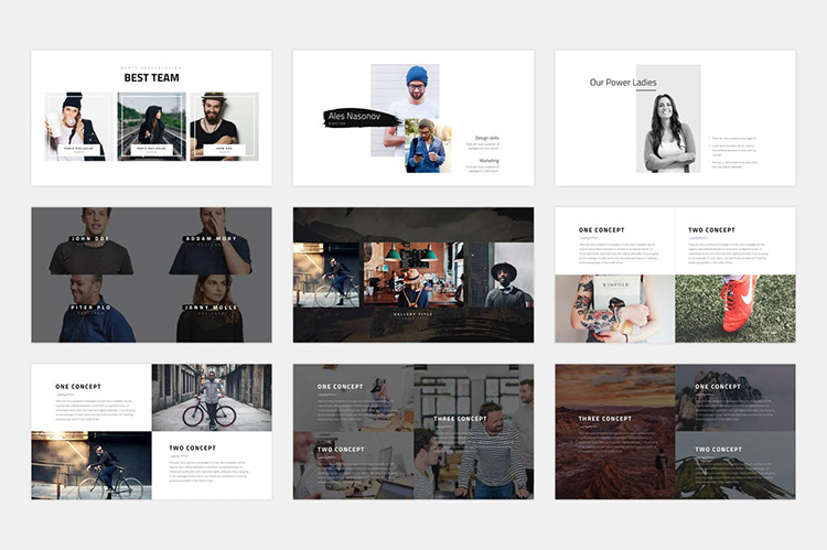 企业宣传ppt模板精选笔刷图形作品集展示旅游摄影团队介绍ppt素材