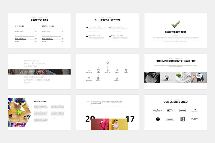 企业宣传ppt模板精选笔刷图形作品集展示旅游摄影团队介绍ppt素材