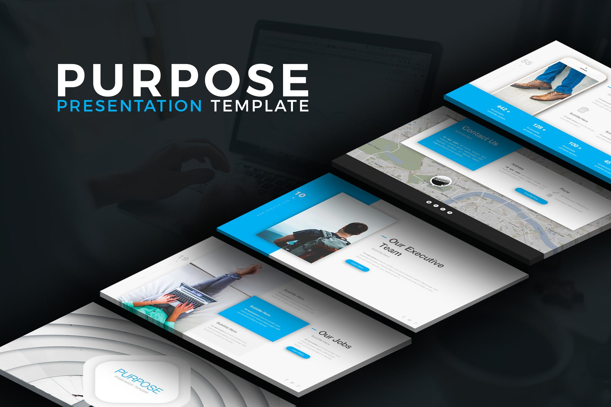 蓝色ppt模板创意数据3d立体图形企业商务风工作汇报总结ppt素材新