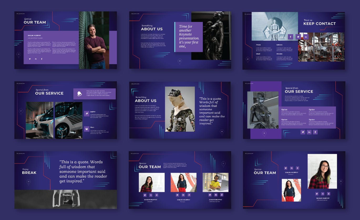 紫色专业个性的简历模板下载 (PPTX)