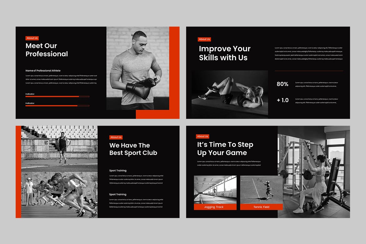 高品质的专业运动健身风格PPT模板（pptx）