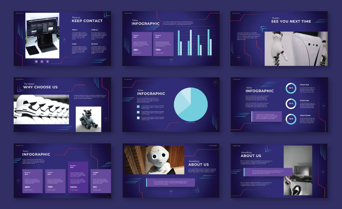 紫色专业个性的简历模板下载 (PPTX)