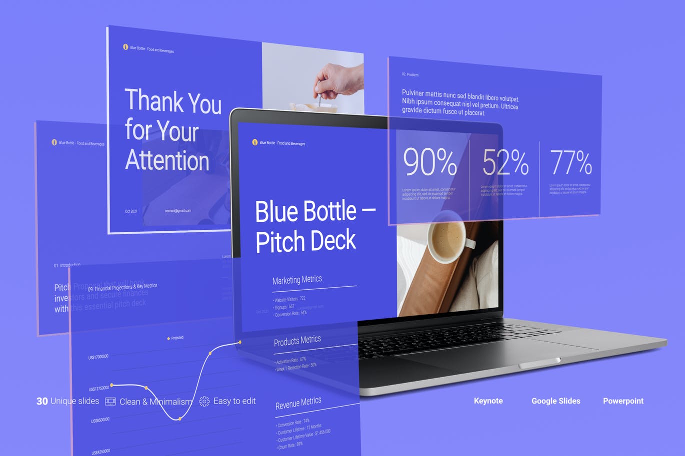 Pitch Deck食品和饮料PPT模板(KEY,PPT,PPTX)