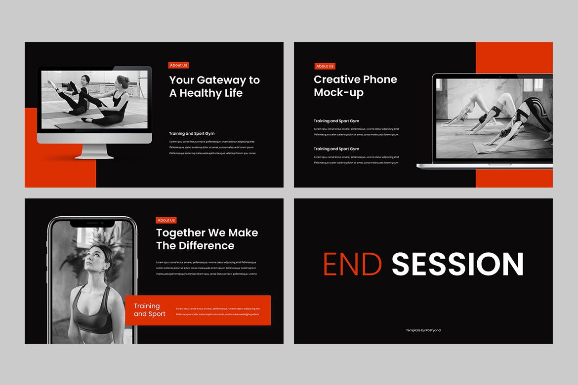 高品质的专业运动健身风格PPT模板（pptx）