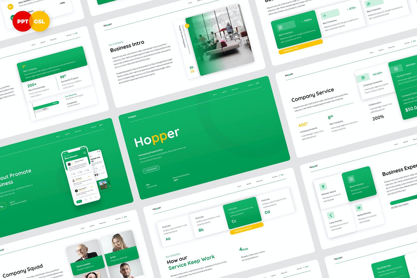 时尚高端清新专业的简约PPT模板（pptx）