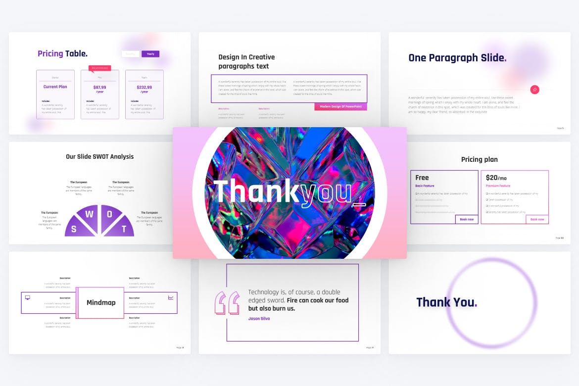 通用紫色高端创意PPT模板(PPTX)