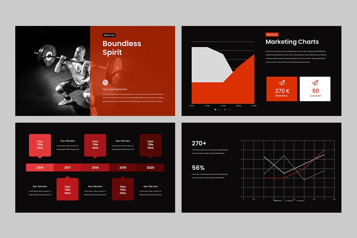 高品质的专业运动健身风格PPT模板（pptx）