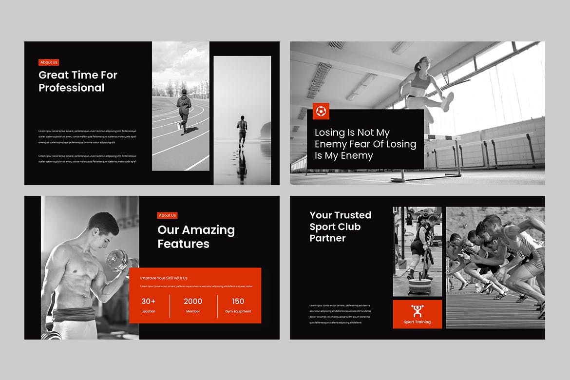 高品质的专业运动健身风格PPT模板（pptx）