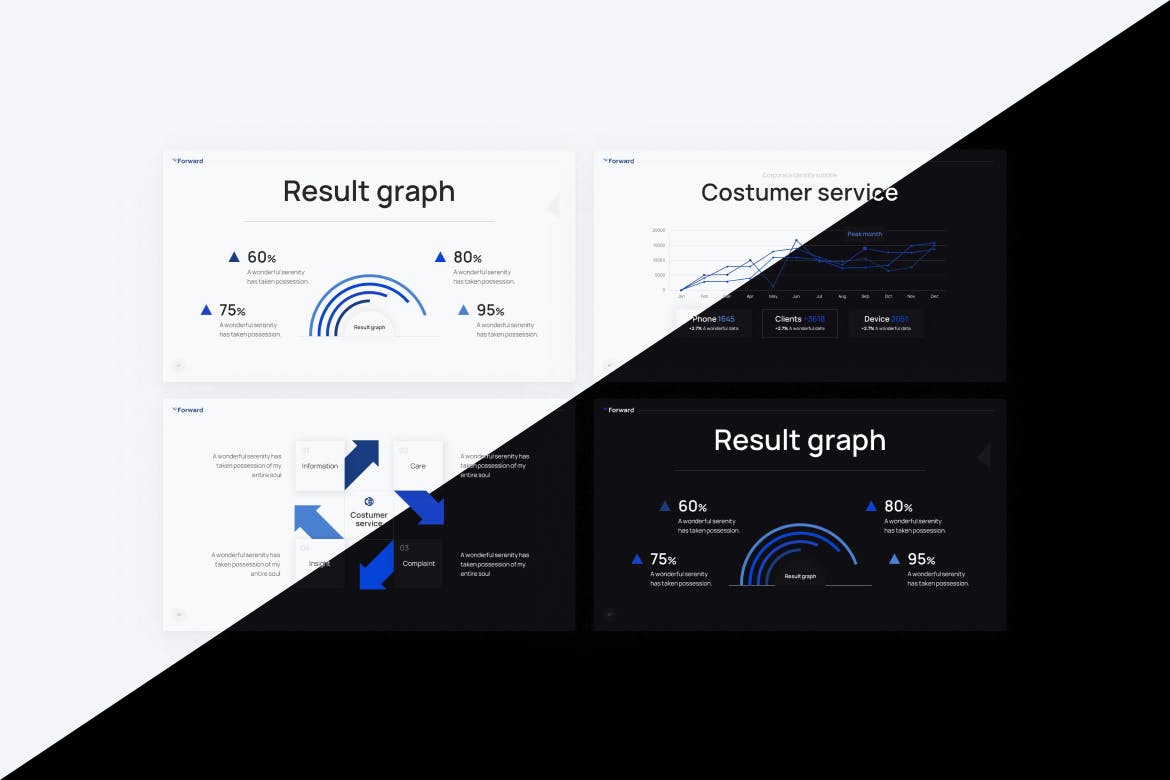 蓝色简约灵活的商务PPT模板 (PPTX)