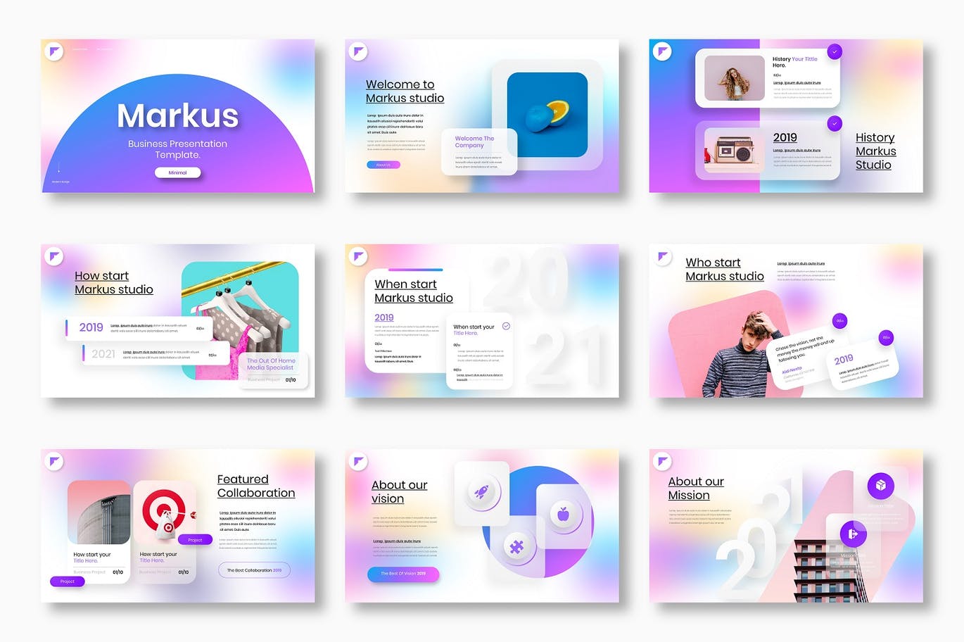 Markus – 极简多彩创意通用商业PPT模板 (PPTX)