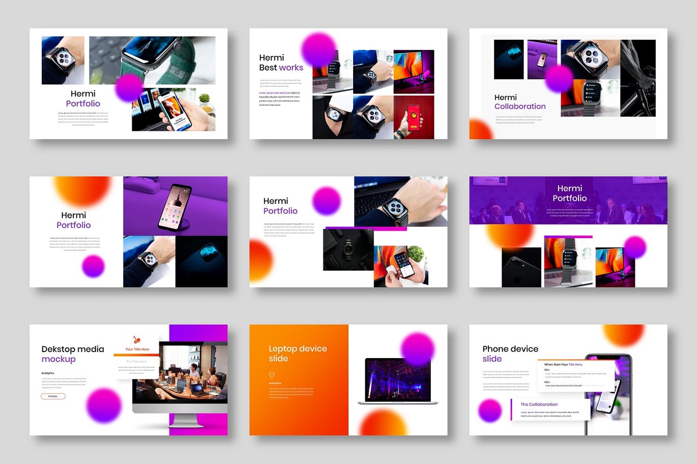 时尚绚丽配色的高品质商业商务PPT演示模板（pptx）