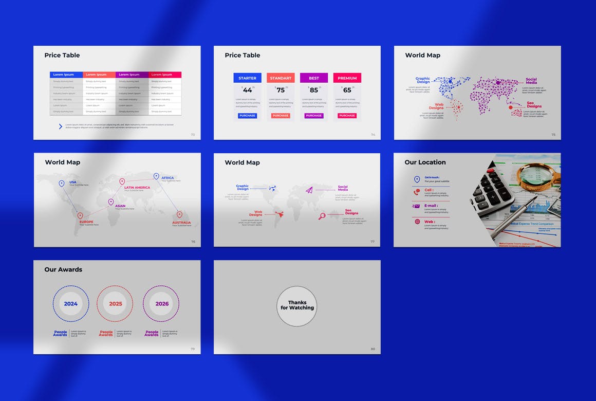 商业项目图表ppt演示模板 (PPTX)