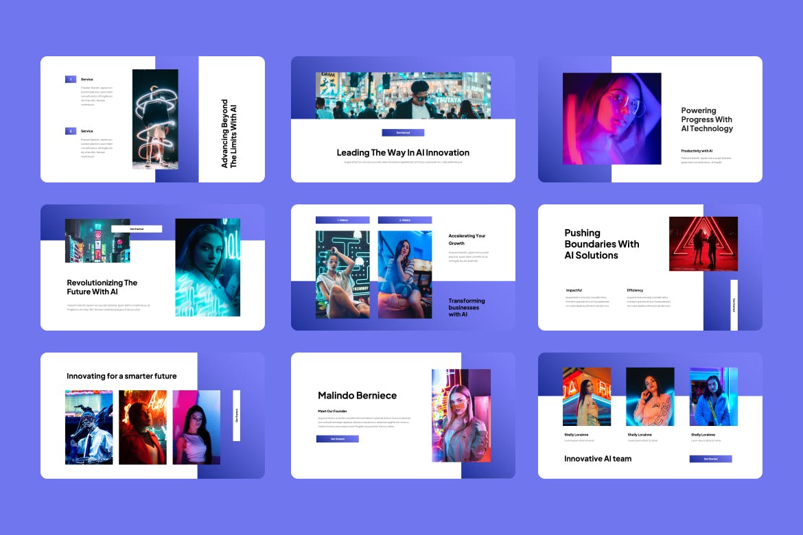 AI人工智能产品展示ppt模板 (PPTX)